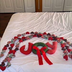 Vintage MCM Handmade Christmas Holiday Decor JOY Hanging & Yards Hearts Garland